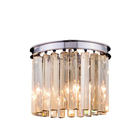 Elegant Lighting Sydney 3 light Polished nickel Flush Mount Golden Teak (Smoky) Royal C 1208F12PN-GT/RC
